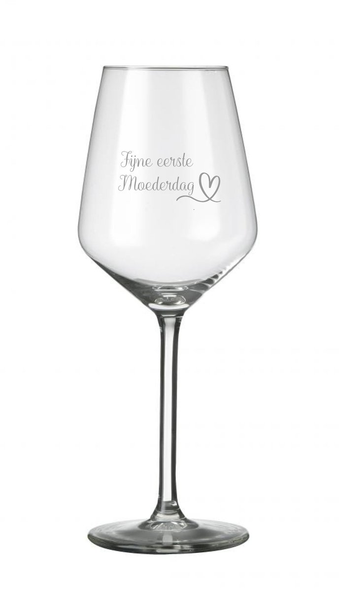 Wijnglas met gravering - Moederdag - Eerste Moederdag - Cadeau voor Moederdag - wijnglas - glazen product - uniek cadeau - glazen cadeau - cadeau van glas met gravering -