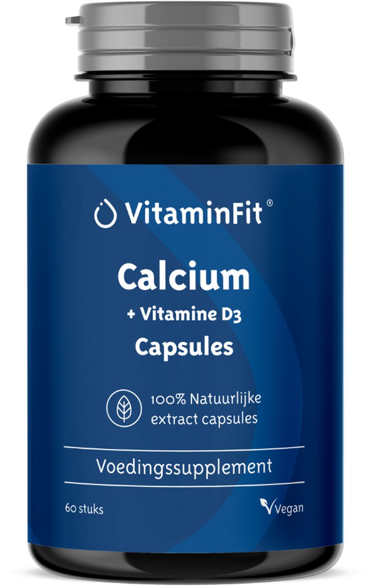 Goedkoopste VitaminFit Calcium met Vitamine D3 Capsules - 100 Natuurlijk & Plantaardig - 60 Capsules