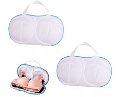 2-delige dames bh-waszak, bh-tassenset, met rits, geschikt voor de wasmachine, 32,5 x 12 cm (blauw)