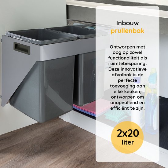 EKO Recycling afvalbak 2x60L aluminium