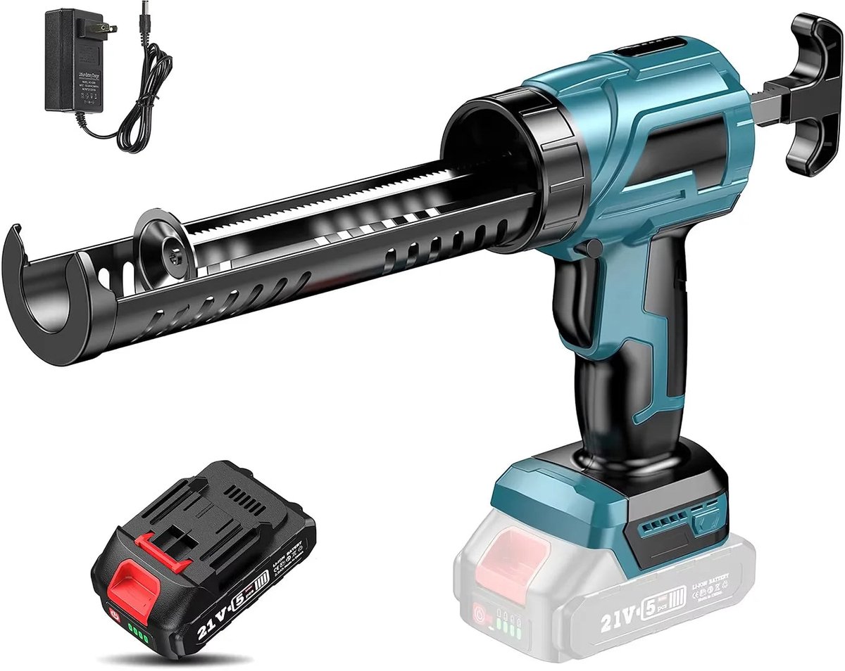 Elektrisch Lijmpistool - Accu Kitspuit - Kitpistool - 4 Snelheden - 18V - voor Deuren - Ramen - Meerdere Toepassingen - Langdurige Batterijduur - 1 Accu