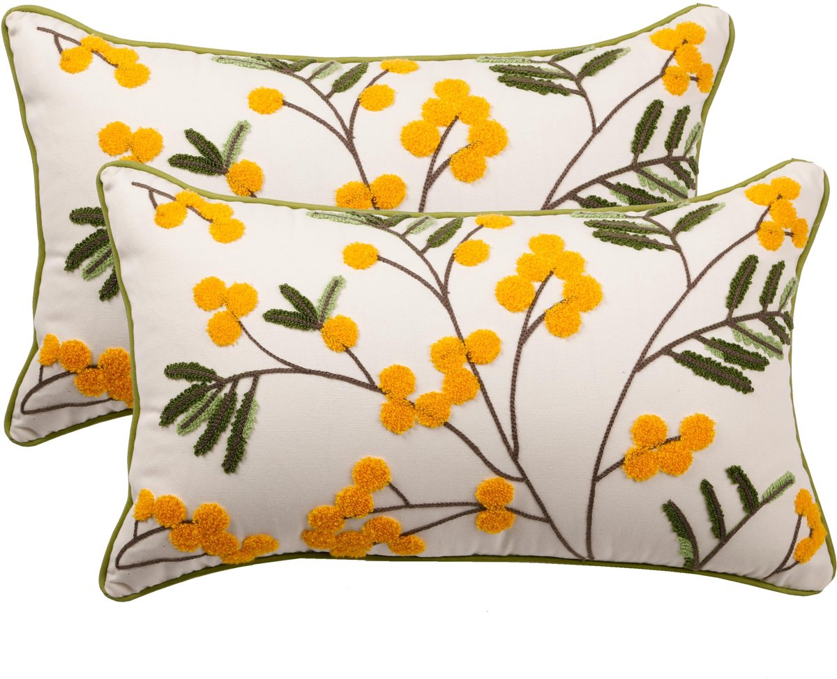 Unyqoos ® Set van 2 Moderne Bloemen Kussenhoezen voor Binnen en Buiten - 30x50 cm Kleurjik