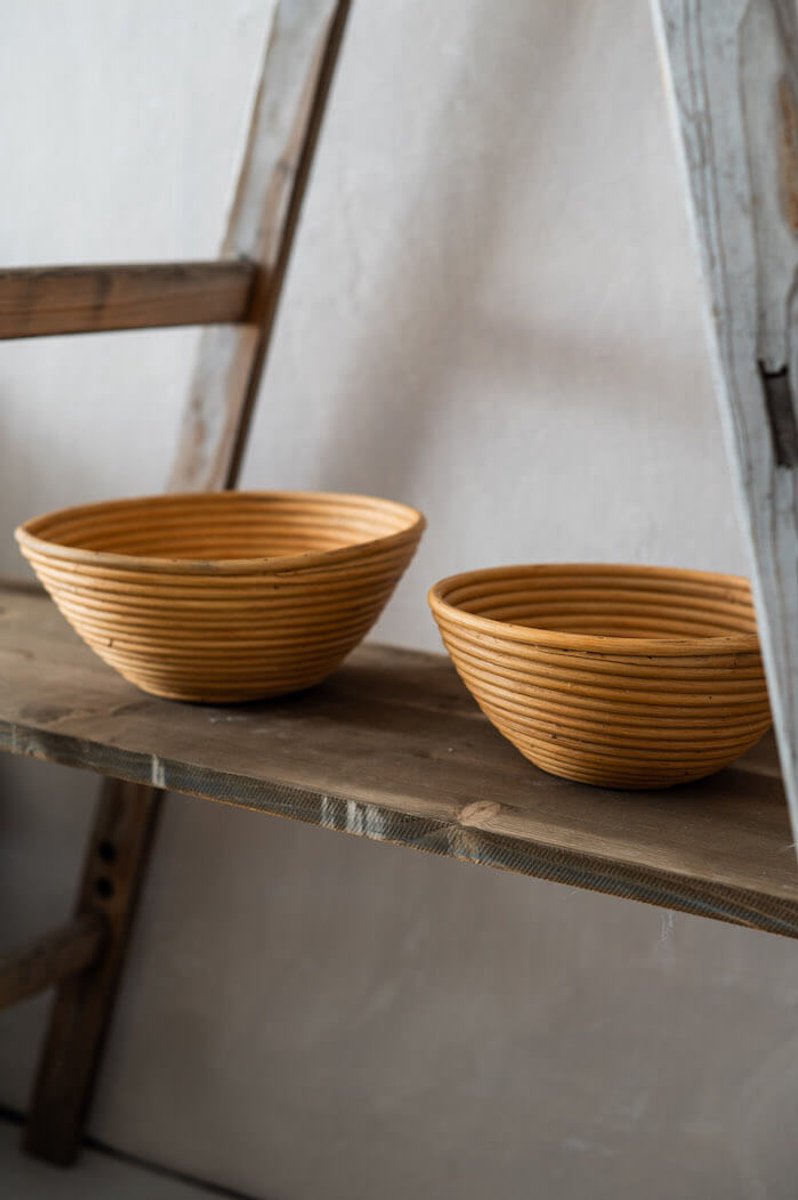 Monnarita TEGAL Serie - Natuurlijke Rieten Kom - Maat M - Handgemaakt - Uniek Ontwerp