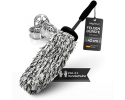 ORGAFLIX Microvezel Velgenborstel Professioneel 42cm - extra absorberend voor krasvrij & effectief reinigen inclusief 2 rubberen handschoenen - Autoaccessoires, velgenreiniger voor aluminium velgen, autowasborstel