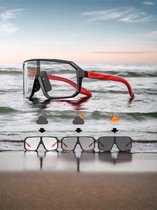 Photochromic fietsbril voor wielrenners, mountainbikers en outdoor sports - meekleurende glazen - sport rijden fietsen buitenbril - fotochromatische fietsbril - sportbril - Zwart/rood
