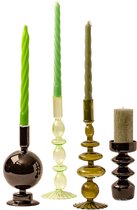 Bougeoirs en verre coloré WinQ dans une combinaison Zwart/vert. Bougeoir en verre - Set composé de 4 pièces - Décoration salon - Bougies chandelles et/ou Bougies cylindriques