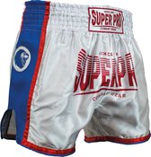 Super Pro Stripes Kickboks broekje Wit/Blauw/Rood - XL