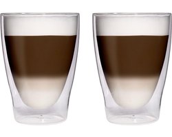 Filosa Feelino Dubbelwandige latte macchiato-glazen - Cocktailglazen - Ijsthee-glazen - Sap- en waterglazen - 2 x 280 ml Edele thermoglazen met zweefeffect - 2 x 280 ml