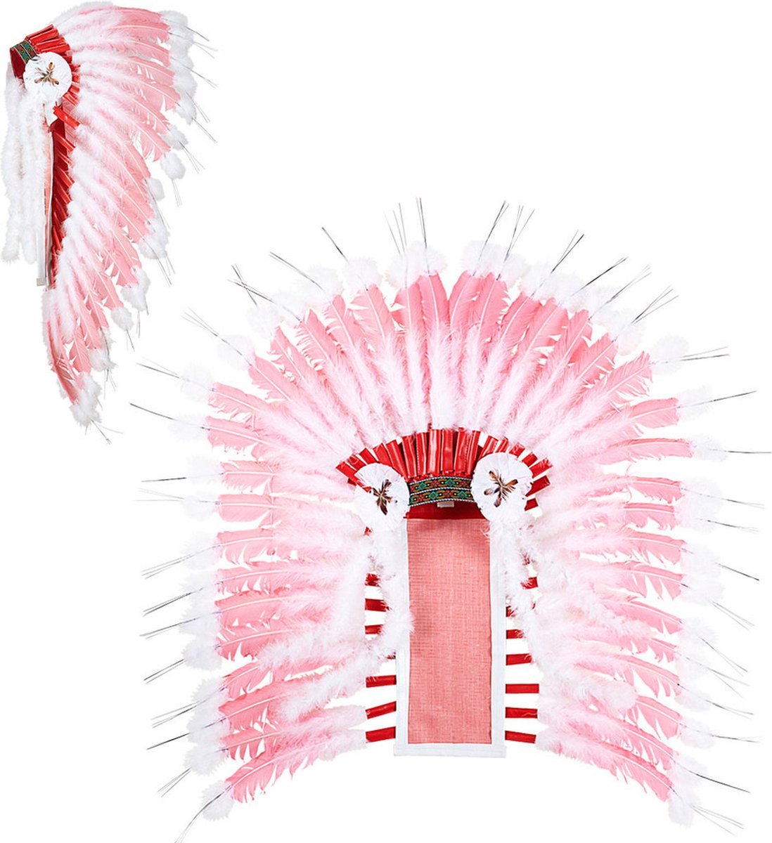 Widmann - Indiaan Kostuum - Ugh Luxe Indiaanse Hoofdtooi Roze - Roze - Carnavalskleding - Verkleedkleding