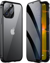 Hoesje Geschikt voor iPhone Xs Hoesje Magnetisch Case Back Cover - Hoesje Geschikt voor iPhone Xs Hoes Met Dubbelzijdig Gehard Glas - Zwart