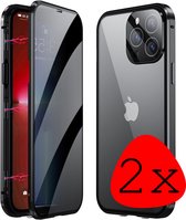 Hoes Geschikt voor iPhone 13 Pro Hoesje Magnetisch Back Cover Case - Hoesje Geschikt voor iPhone 13 Pro Hoes 360 graden Bescherming Case - Zwart - 2 Stuks