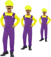 Plombier jaune-violet avec chapeau connu des enfants de Mario | Taille 104-116
