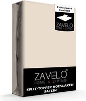 Zavelo Splittopper Hoeslaken Satijn Zand - Lits-jumeaux (160x200 cm) - 100% Katoensatijn - Soepel & Zacht - Perfecte Pasvorm
