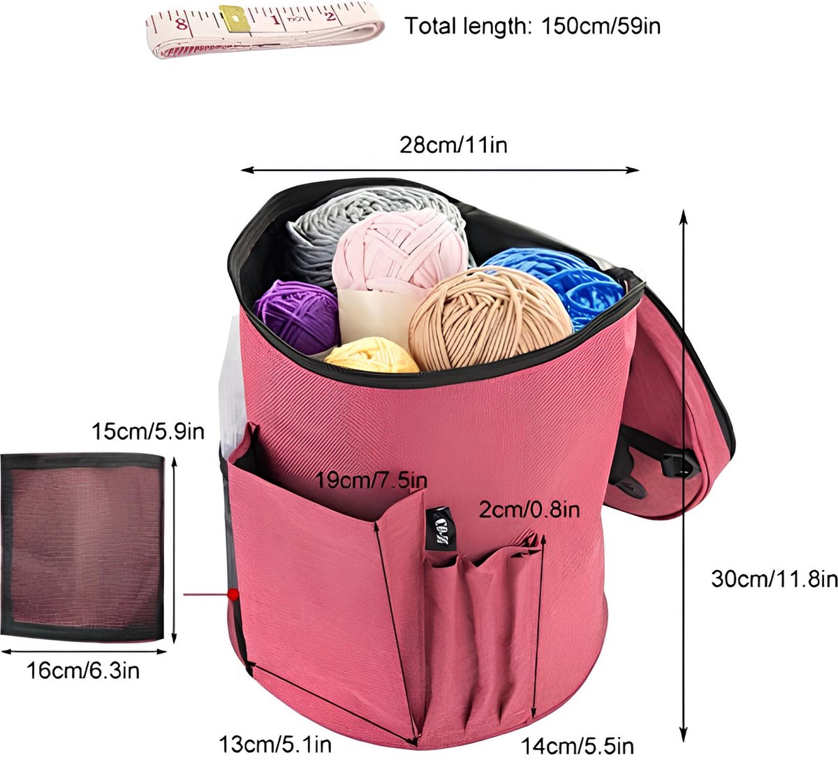 SumDirect Yarn Bag, Knitting Organizer Tote Bag Portable Storage Bag for  Yarns, Carrying Projects, Knitting Needles