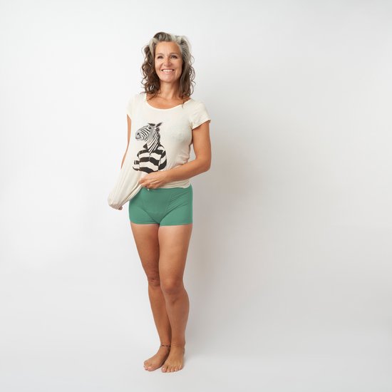 Foto: Moodies menstruatie incontinentie ondergoed bamboe boyshort heavy overnight kruisje groen maat m period underwear