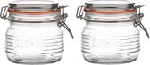 Urban Living Voorraadpot/bewaarpot - 2x - 500 ml - glas - met beugelsluiting - D11 x H11 cm