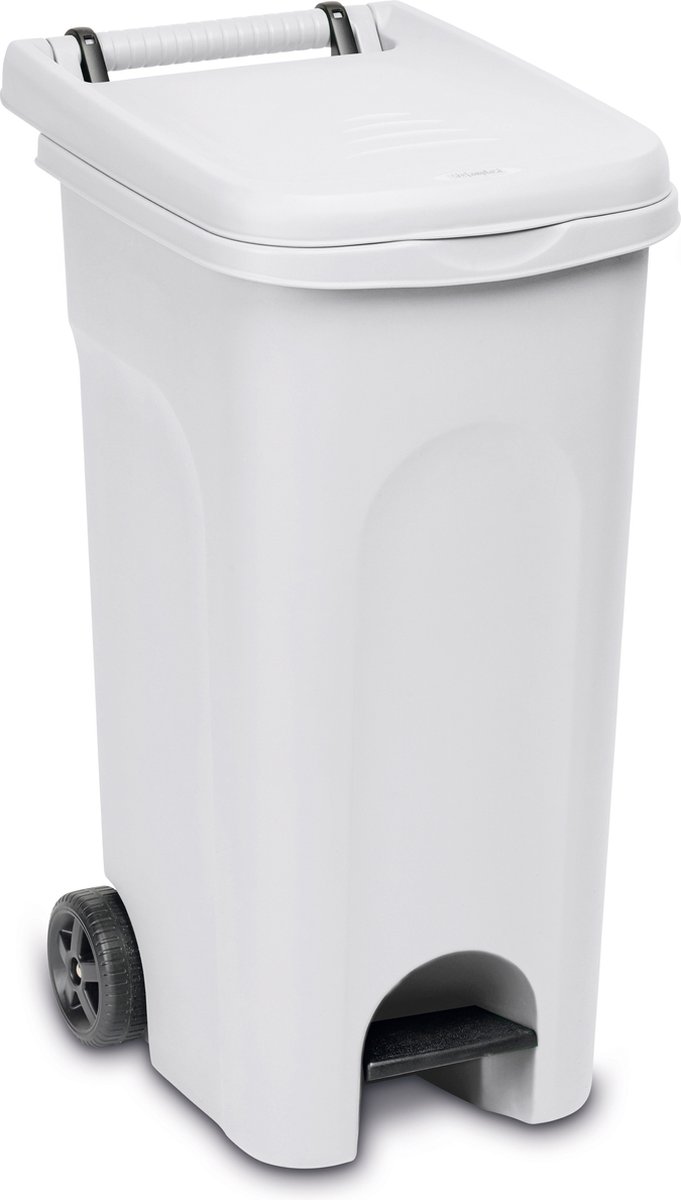 Goedkoopste Container 'Urban' - 80 liter - Kliko - Pedaalemmer - Met wielen - Wit
