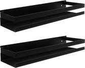 Badkamerplank - Set van 2 - Planchet - Wandplank voor Badkamer - RVS - Zwart - 50 cm