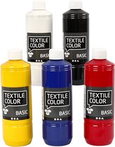 Textielkleur, primair kleuren, 5x500 ml/ 1 doos