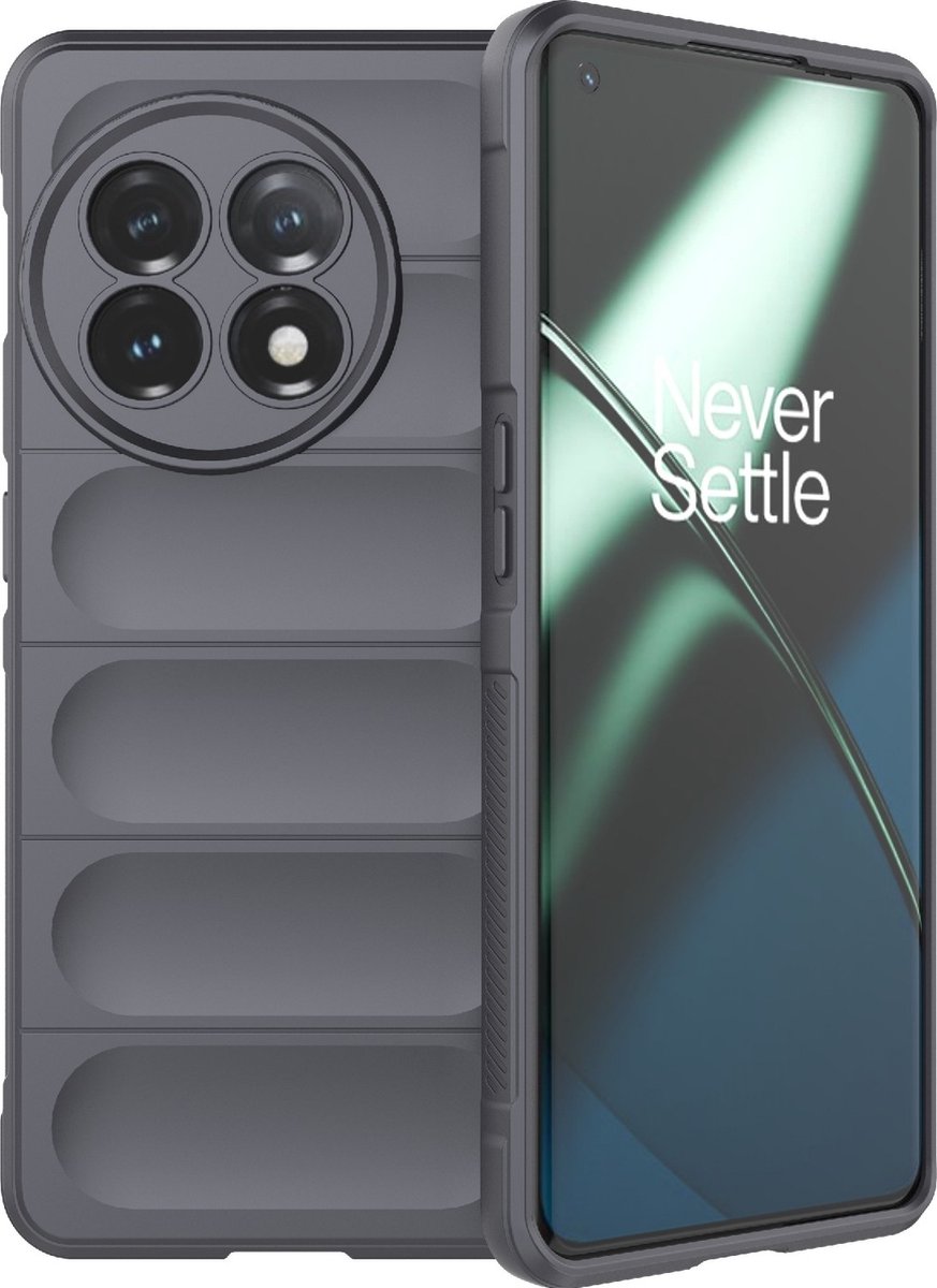 Mobigear Hoesje geschikt voor OnePlus 11 Telefoonhoesje Flexibel TPU | Mobigear Bumpy Backcover | 11 Case | Back Cover - Charcoal