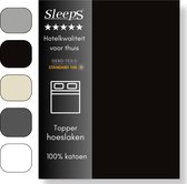 Sleeps Zacht Katoenen Topper Hoeslaken Zwart 180x210 cm - Glad Katoen - Perfecte Pasvorm - Heerlijk Zacht