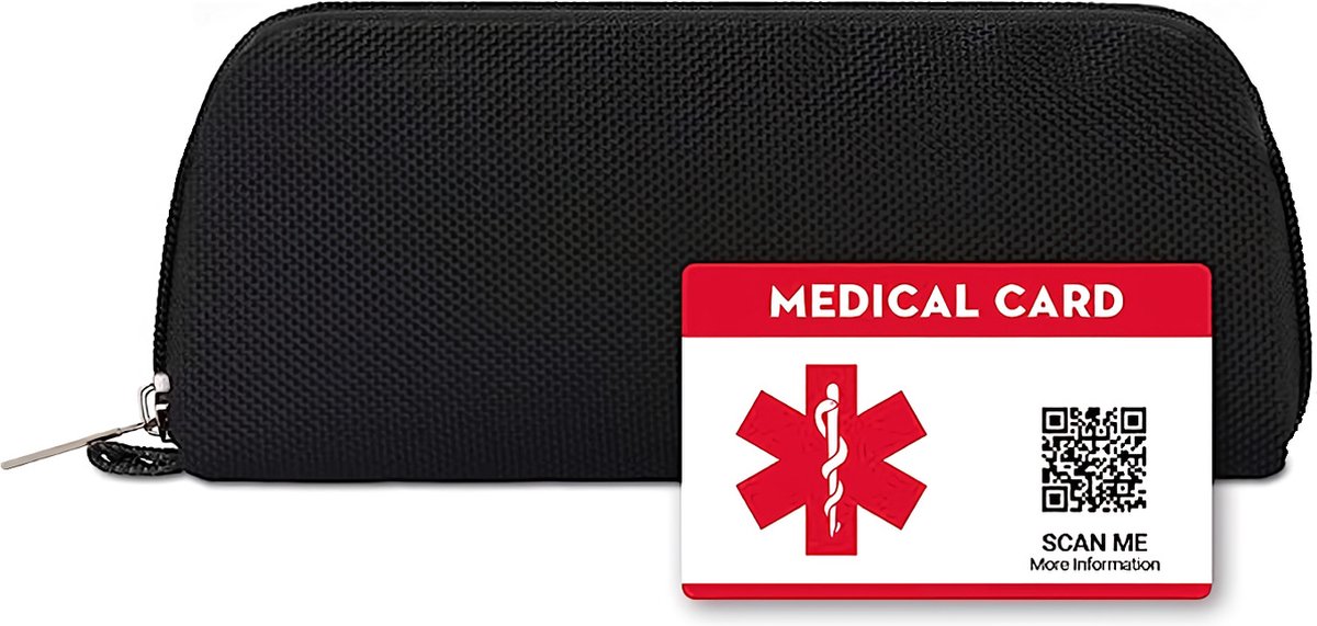 Draagbare Insuline Pen Case, Diabetische Pen Portemonnee,Diabetes Tas met Medische Alert ID Card Tag, Zwart
