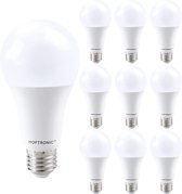 HOFTRONIC - Voordeelverpakking 10X E27 LED Lampen - 15 Watt 1521lm - Vervangt 100 Watt - 2700K Warm wit licht - Grote fitting - A60 peertje E27 Lamp