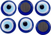 Nevfactory Evil Eye Magnet - Boze Oog Magneet - Nazar Boncugu - Handmade Mystical Lucky Charm (4 cm) x10 Glass, Oriental Blue Protective Talisman for Home & Office, L4xW4xH1 cm, Unique Decorative Accessory