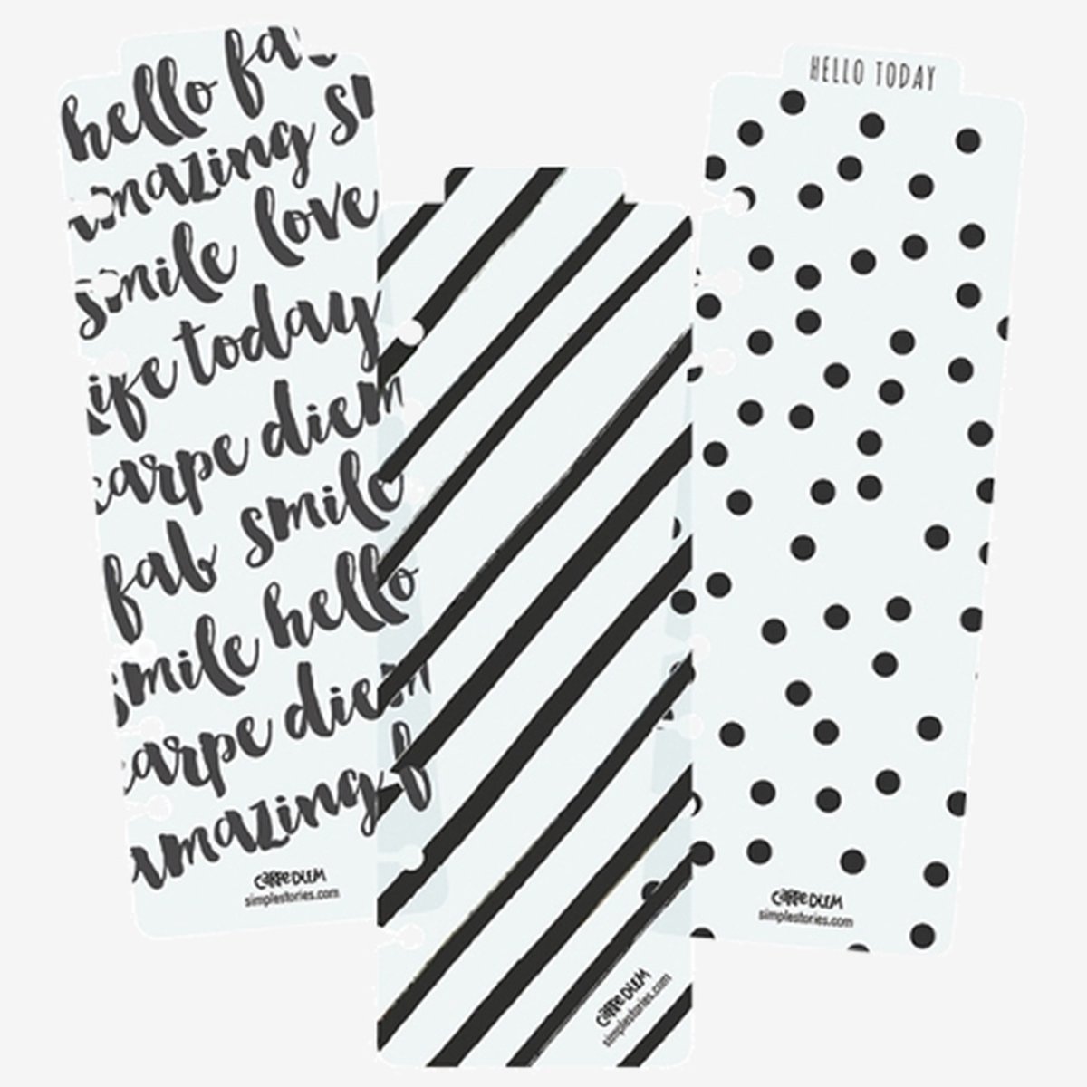 Carpe Diem - Plastic bladwijzers voor in A5 planners - 3 stuks – 6-gaats geperforeerd