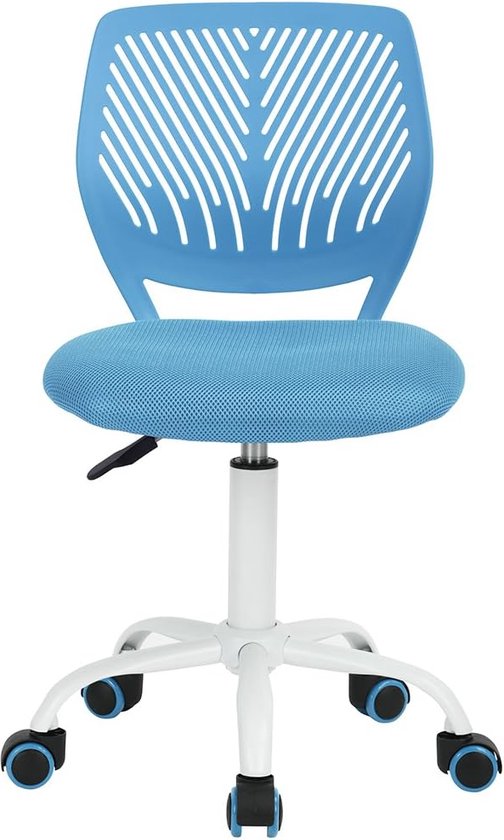 Bureaustoel, verstelbare draaibare bureaustoel, stoffen zitting, ergonomische werkstoel zonder armleuning, blauw