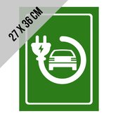 Pictogram/ bord | Oplaadpunt elektrische wagens | 27 x 36 cm | Parkeren | Laadpaal | Laadpunt | Oplaadstation | Laad station | Laden | Auto opladen | Eco | Voorbehouden | Parkeersignalisatie | Dikte: 2 mm | 1 stuk