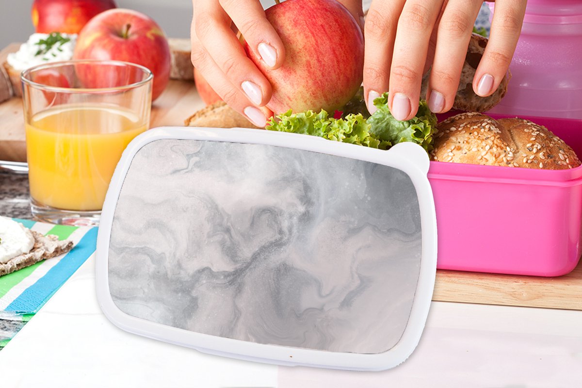 Broodtrommel Roze - Lunchbox - Brooddoos - Wolken - Abstract - Verf - 18x12x6 cm - Kinderen - Meisje