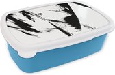 Broodtrommel Blauw - Lunchbox - Brooddoos - Verf - Zwart - Abstract - 18x12x6 cm - Kinderen - Jongen