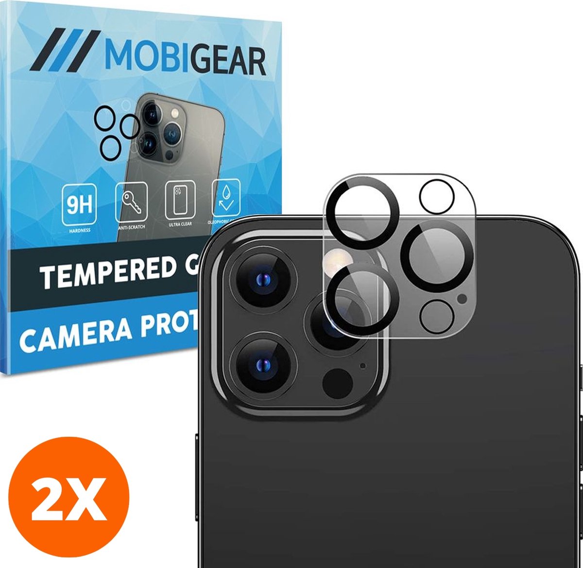 Mobigear Screenprotector geschikt voor Apple iPhone 12 Pro Glazen | Mobigear Camera Protector - Case Friendly (2-Pack)