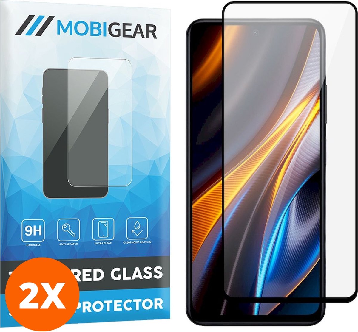 Mobigear Screenprotector geschikt voor POCO X4 GT Glazen | Mobigear Premium Screenprotector - Case Friendly - Zwart (2-Pack)
