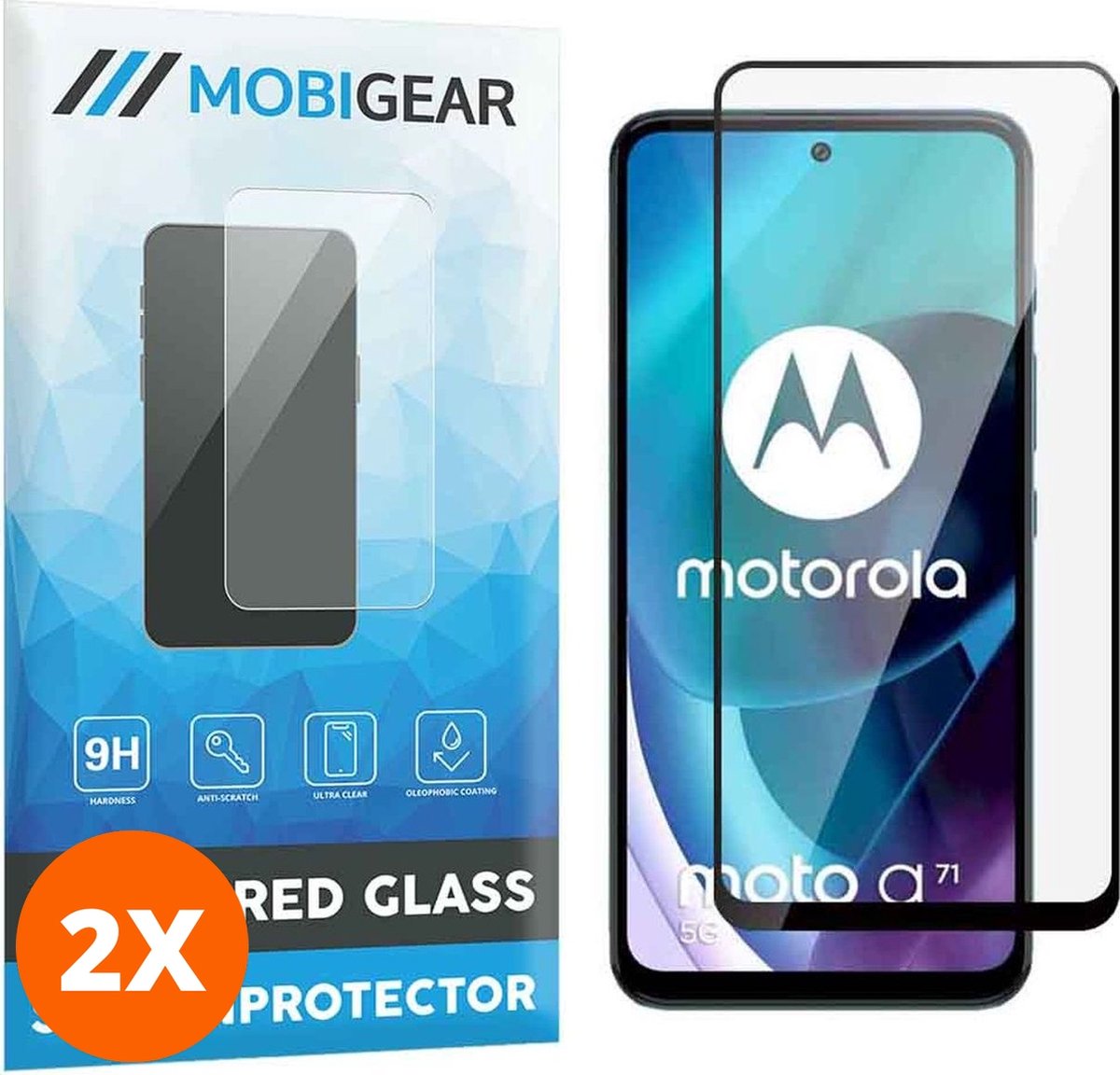 Mobigear Screenprotector geschikt voor Motorola Moto G71 5G Glazen | Mobigear Premium Screenprotector - Case Friendly - Zwart (2-Pack)