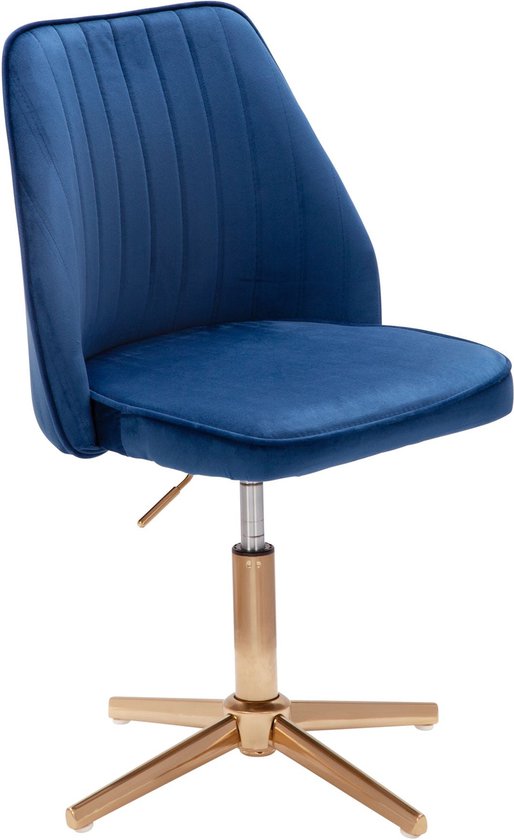 Rootz Draaistoel - Keukenstoel - Bureaustoel - Kuipstoel - Verstelbaar - Design - Fluweel - Blauw - Modern