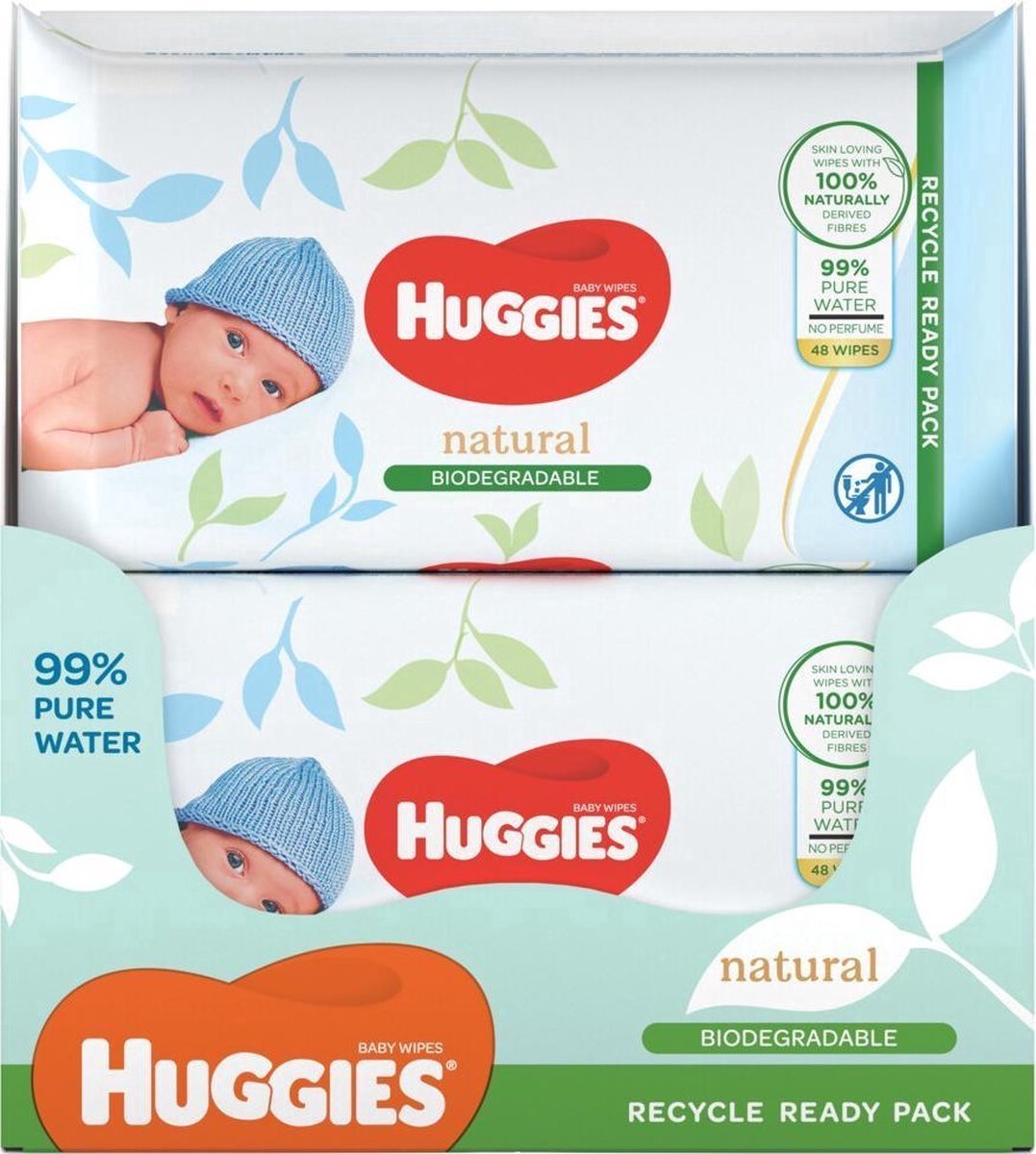 HUGGIES Lingettes naturelles pour bébé 3x48 lingettes pas cher