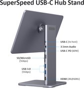 MaxiQualis iPad Pro Aluminium Standaard met 8in1 USB-C Hub - Geschikt voor iPad Pro 12.9 inch - Spacegrijs