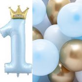 Ensemble de 17 ballons de premier anniversaire bleu, or et blanc - Cake Smash - Premier anniversaire - 1 - Un - Ballon - Décoration - Ballon en aluminium