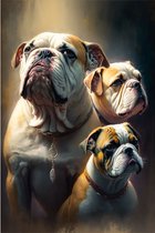 Wandbord Dieren Specials - The Bull Dog Family