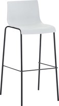 Barkruk Ewen Deluxe - Wit - Modern Design - Ergonomische Barstoelen - Set van 1 - Met Rugleuning - Voetensteun - Voor Keuken en Bar - Kunststof Zitting