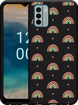 Cazy Hoesje Zwart geschikt voor Nokia G22 Regenboog Patroon