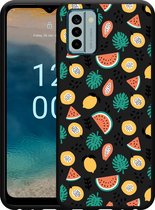 Cazy Hoesje Zwart geschikt voor Nokia G22 Tropical Fruit