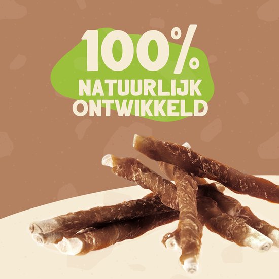 Petstyleliving Gedraaide Sticks met Eend - Voordeelzak 100 Stuks 12,5cm - Hersluitbaar - Hondensnacks - Kauwstaaf