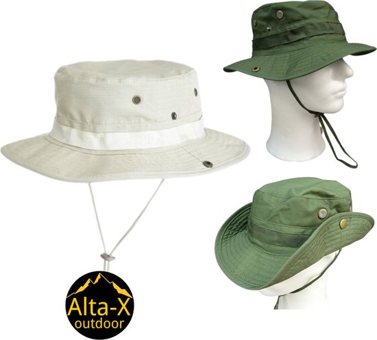 Alta-X - Safari Hoed - Zonnehoed Bush Vissershoed - Boonie hoed - Kleur licht beige