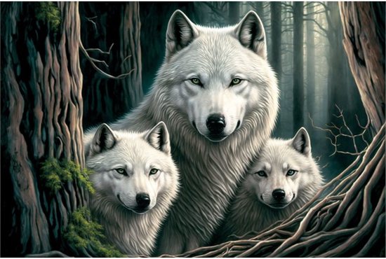 Wandbord Dieren - White Wolf Family