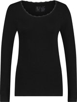 RJ Bodywear Thermo dames shirt lange mouw met kant (1-pack) - zwart - Maat: L