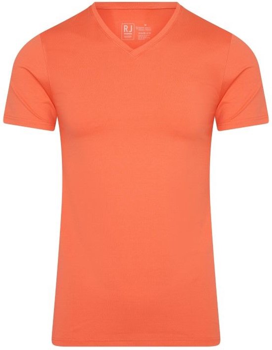 RJ Bodywear Pure Color T-shirt (1-pack) - heren T-shirt met V-hals - koraal - Maat: S
