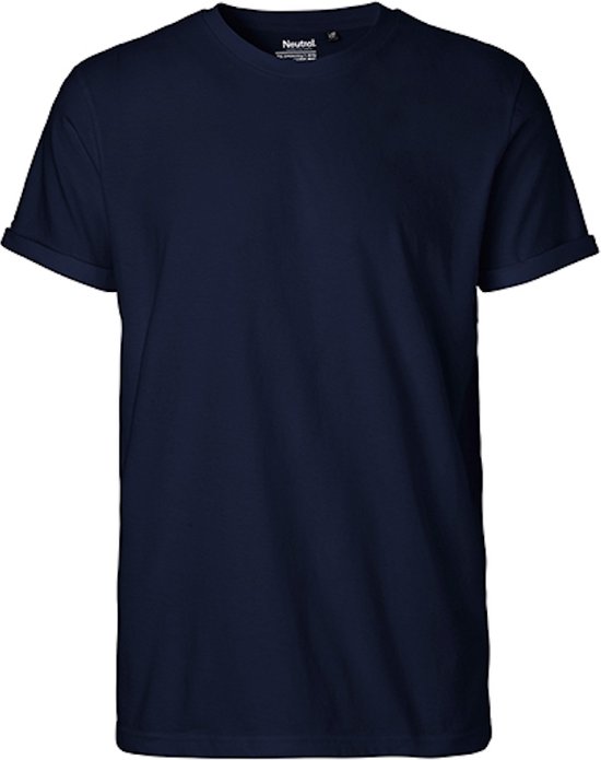 Men´s Roll Up Sleeve T-Shirt met ronde hals Navy - 3XL